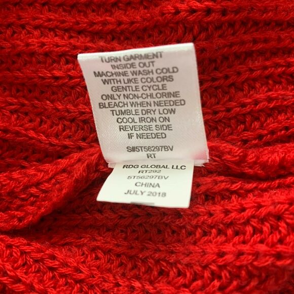 Cloud Chaser Women's Sweater Large Gray Red Knit Long Sleeve Pullover Crew Neck - Picture 8 of 9